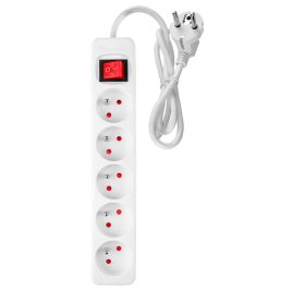   NEO TOOLS Hálózati elosztó, kapcsolós, 5 aljzat, 1,5m/ 3x1,5mm2 kábel, fehér 90-177