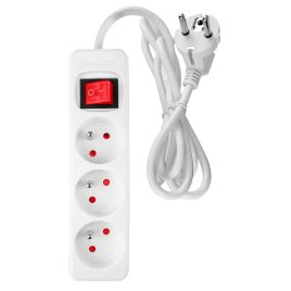   NEO TOOLS Hálózati elosztó, kapcsolós, 3 aljzat, 3m/ 3x1,5mm2 kábel, fehér 90-178