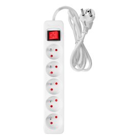   NEO TOOLS Hálózati elosztó, kapcsolós, 5 aljzat, 3m/ 3x1,5mm2 kábel, fehér 90-179