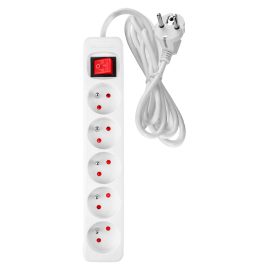   NEO TOOLS Hálózati elosztó, kapcsolós, 5 aljzat, 5m/ 3x1,5mm2 kábel, fehér 90-181