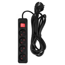   NEO TOOLS Hálózati elosztó, kapcsolós, 4 aljzat, 3m/ 3x1,5mm2 kábel, fekete 90-185