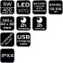 NEO TOOLS Kerékpár fényszóró, 400lm, LED akkus, 5W 91-005