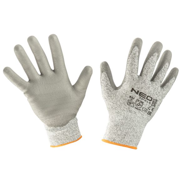 NEO TOOLS Munkakesztyű, vágásbiztos kesztyű, PU bevonattal, 4X43D, 9" 97-609-9