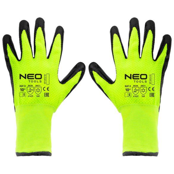 NEO TOOLS Munkakesztyű, hőszigetelt, latex bevonatú akril anyag, 4142X, 10" 97-613-10