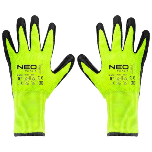 NEO TOOLS Munkakesztyű, hőszigetelt, latex bevonatú akril anyag, 4142X, 8" 97-613-8