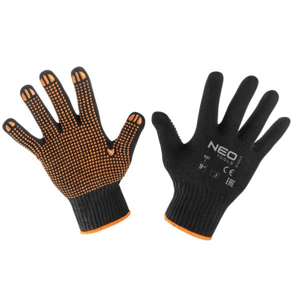 NEO TOOLS Munkakesztyű, latexbevonatú pamut poliészterrel, csúszásgátló pöttyökkel, 2143X, 9" 97-620-9