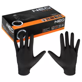   NEO TOOLS Munkakesztyű, perforált nitril, fekete, 100db, M 97-691-M