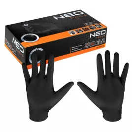   NEO TOOLS Munkakesztyű, perforált nitril, fekete, 100db, XL 97-691-XL