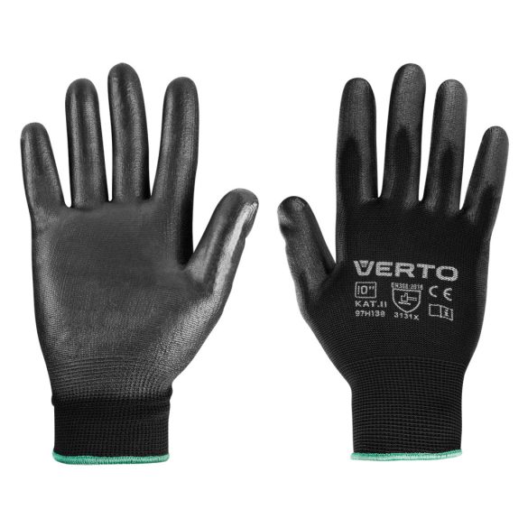 VERTO Munkakesztyű, kertész kesztyű, PU bevonat, 3131X, 10", légáteresztő felsőrész 97H138