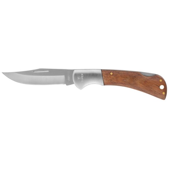 TOPEX Kés, Összecsukható kés retesszel, 8cm penge, fa markolat 98Z007
