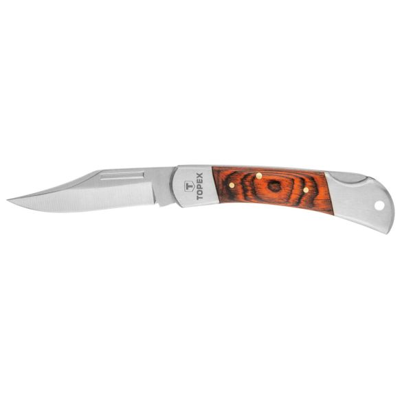 TOPEX Kés, Összecsukható kés retesszel, 7, 5cm penge, fa markolat 98Z017