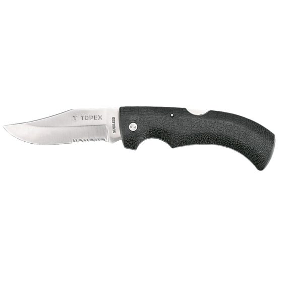 TOPEX Kés, összecsukható kés retesszel, 10cm penge, teljes 220mm 98Z101