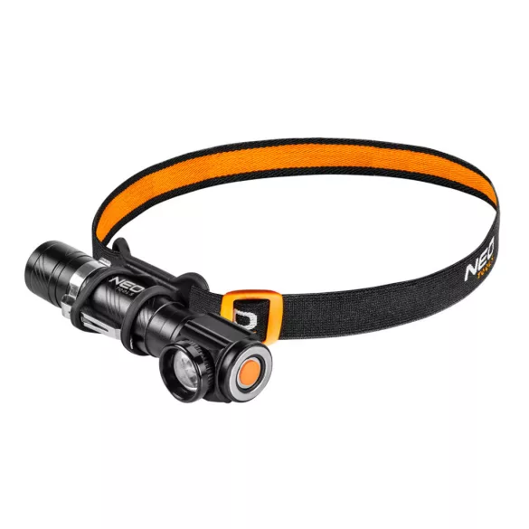 NEO TOOLS Fejlámpa + zseblámpa 2az1-ben, tölthető USB 800lum CREExML-T6 LED, 10W 99-026
