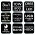 NEO TOOLS Kempinglámpa, tölthető, 3 funkciós, 800lum, CREE T6 + SMD LED, powerbank funkció, 10W 99-031