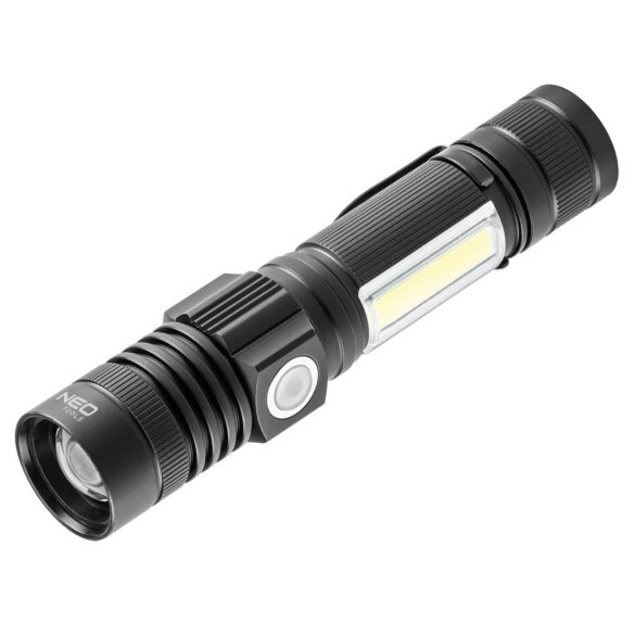 NEO TOOLS Zseblámpa, tölthető, 2 funkciós, USB, 800lum CREE T6 LED, 10W 99-033