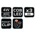 NEO TOOLS Műhely-vizsgálólámpa, elemes 3xAA, 400lum COB LED, 4W 99-045