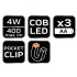 NEO TOOLS Műhely-vizsgálólámpa, elemes 3xAA, 400lum COB LED, 4W 99-045