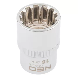   NEO TOOLS Dugókulcs 18mm, 1/2", SPLINE 25 év garanciával 08-590