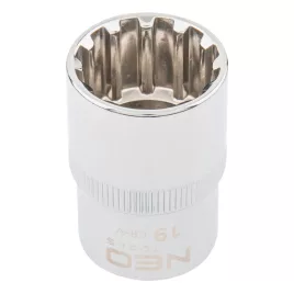   NEO TOOLS Dugókulcs 19mm, 1/2", SPLINE 25 év garanciával 08-591