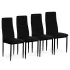 Székek formázott háttámlával – fekete bársony – 4 darabos szett