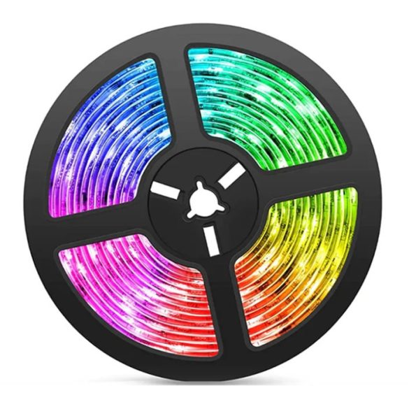 5 méteres vízálló RGB LED szalag készlet távirányítóval és tápegységgel
