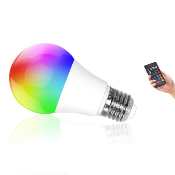 Távirányítós RGBW LED 5W E27 izzó színes és fehér fénnyel