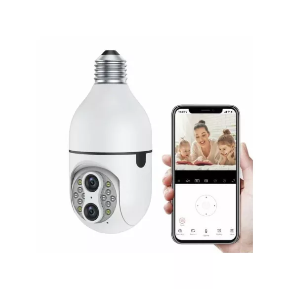 Kétlencsés E27 foglalatba rögzíthető WiFi Smart IP kamera