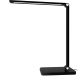 LED asztali lámpa, exkluzív, vezetéknélküli töltővel, USB csatlakozóval, fekete 