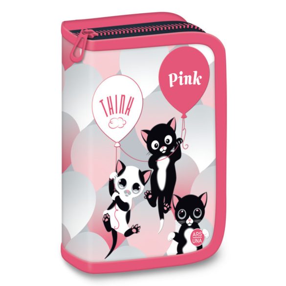 Ars Una, Think Pink cica mintás, töltött tolltartó, kihajtható, pink 