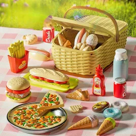   Játék Piknik Készlete Burgerrel, Pizzával és Sült Krumplival