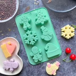   1 db Karácsonyi szilikon sütőforma - hóember, hópehely és Mikulás sapka forma