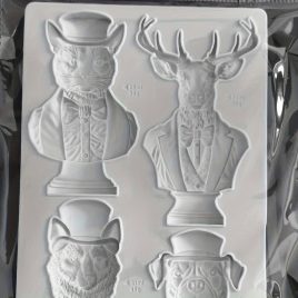   BPA-mentes szilikon fondant forma - Szarvas, macska és kutya úriember alakzatok