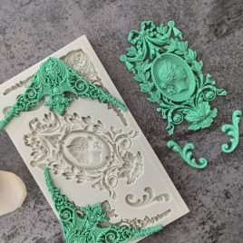   Szilikon Fondant Forma klasszikus Kameóval és díszes kerettel