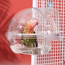   Átlátszó műanyag madárfürdő kád kampós rögzítéssel