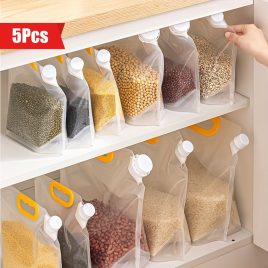   5 db szivárgásmentes élelmiszer-tároló zacskó könnyen önthető csőrrel