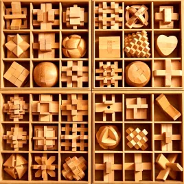   Fából Készült Kilenc Linkes Oktatójáték Ajándékdobozban