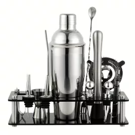   Professzionális rozsdamentes acél koktél shaker készlet (shaker és állvány nélkül)