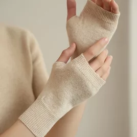   1 pár prémium minőségű Alashan kasmír félkesztyű nőknek
