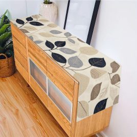   Elegáns levélmintás, 100% poliészter szőtt négyzet alakú asztaldísz