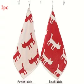   Puha és modern négyzet alakú pamut törölközőkészlet aranyos macska sziluettekkel