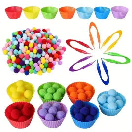   Gyermek Színválogató és Számláló Plüss Labda Készlet