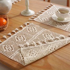   Bohém Klasszikus Egyszínű Kézzel Készített Horgolt, Kötött Tányér alátét