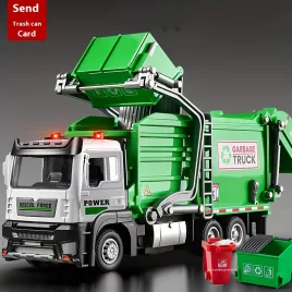   Realisztikus kukásautó játék szett szemeteskukával és oktató kártyákkal