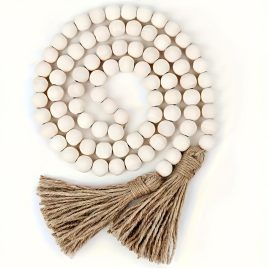 Stílusos Északi Stílusú Fa Gyöngy Koszorú Bojttal