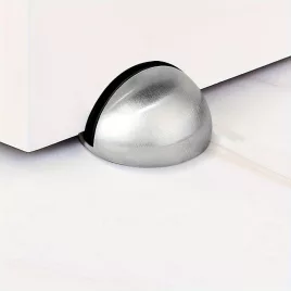   Elegáns Rozsdamentes Acél Félkupola Padlóajtó Stopper Fekete Alappal
