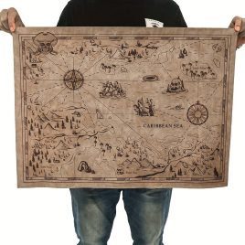 Vintage műbőr kalóztérkép