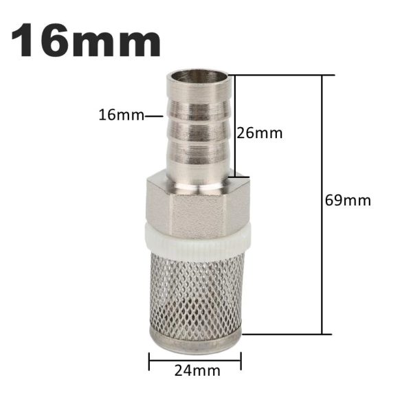 8–20 mm tömlőszűrő – Rozsdamentes acél hálós szűrő, öntözéshez, autómosáshoz, akváriumhoz, vízszivattyú szűréshez.