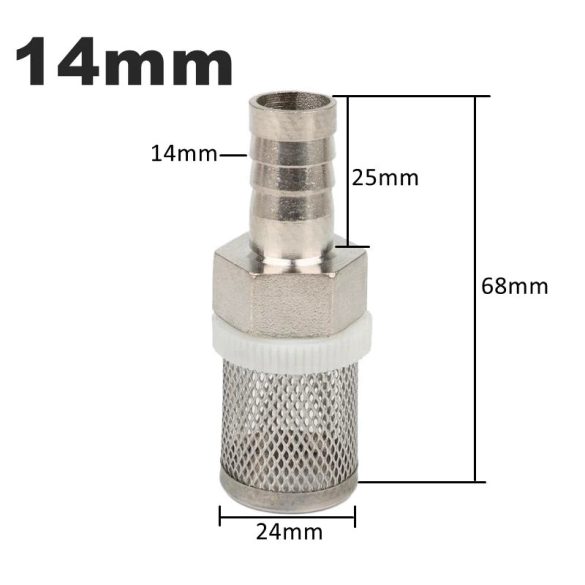 8–20 mm tömlőszűrő – Rozsdamentes acél hálós szűrő, öntözéshez, autómosáshoz, akváriumhoz, vízszivattyú szűréshez.