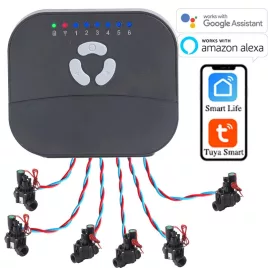   6 zónás WIFI-s okos öntöző vezérlő – Automatikus vízvezérlés kerti öntözéshez