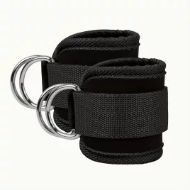   2db Állítható Légáteresztő Bokapántok Ellenállási Szalagokhoz - Tartós Poliészter Fitnesz Lábgyűrűk Fekete Színben